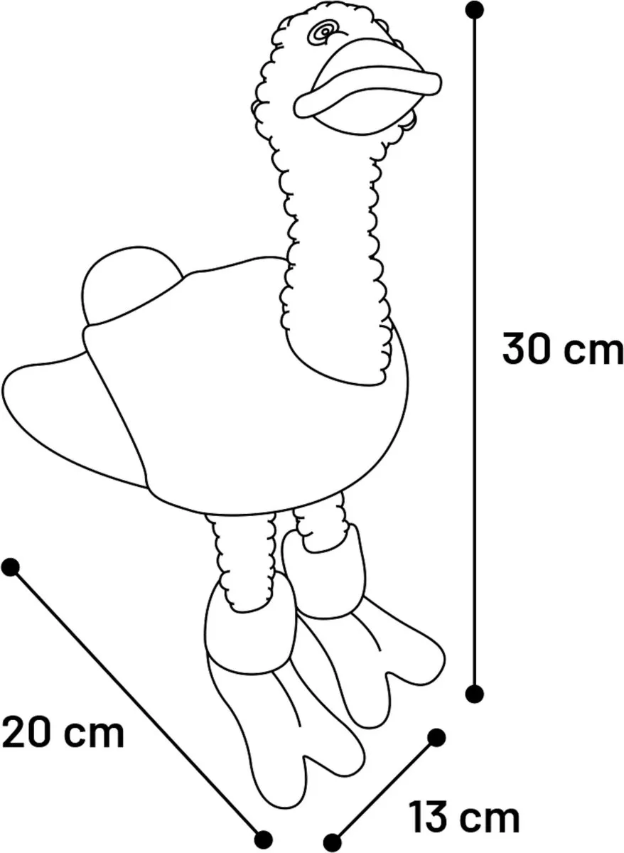 Flamingo Knuffel Emoe Hondenspeelgoed 30cm - Grijs