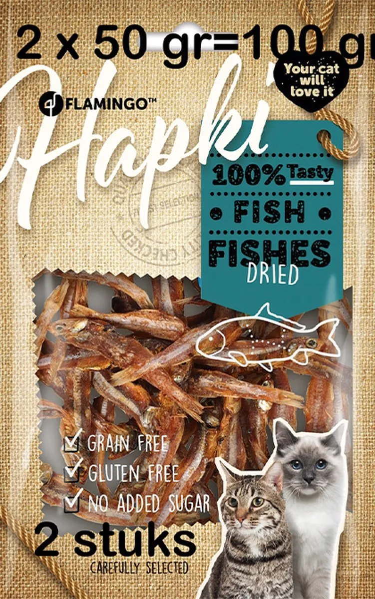 Flamingo Hapki Kattensnacks 100g - Gedroogde Visjes