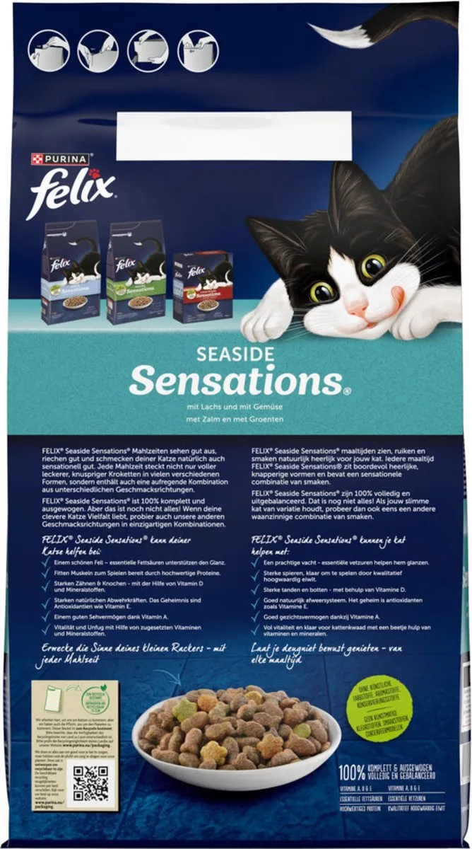 Felix Seaside Sensations Kattenvoer Droogvoer 4kg - Zalm/Koolvis & Groenten - afbeelding 6 van 6