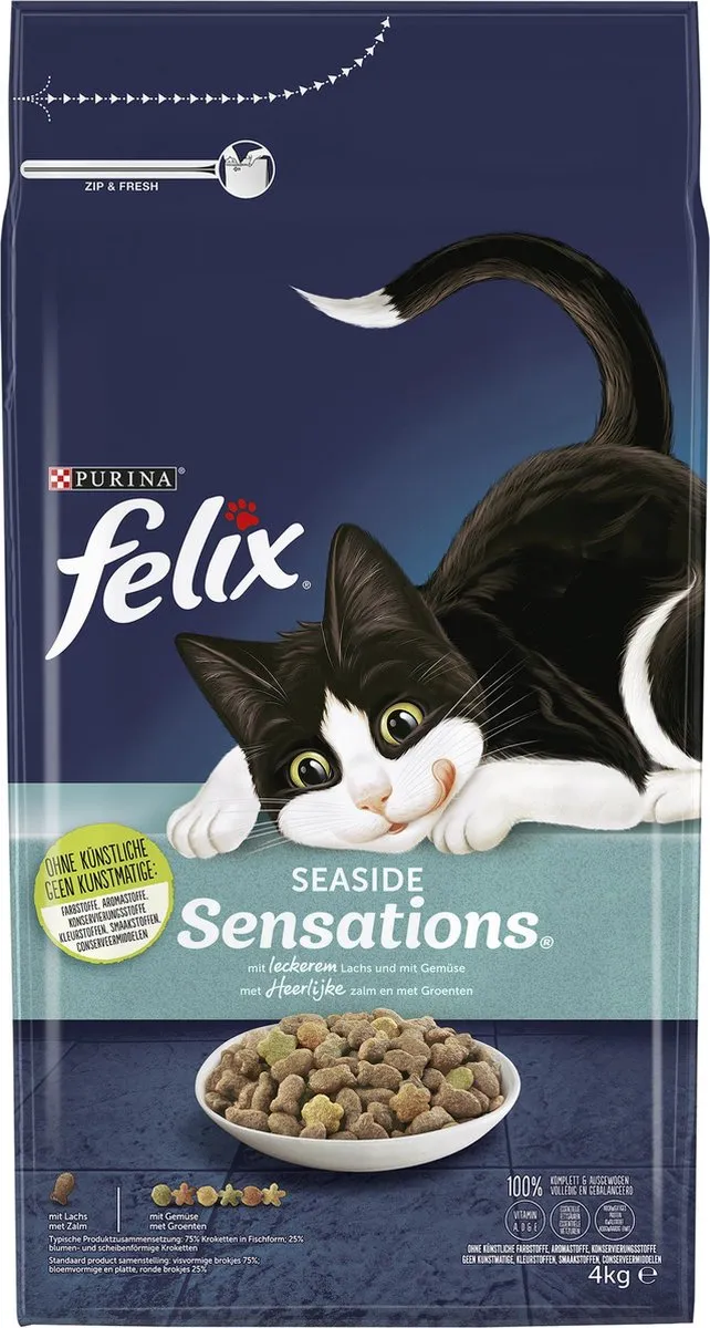 Felix Seaside Sensations Kattenvoer Droogvoer 4kg - Zalm/Koolvis & Groenten
