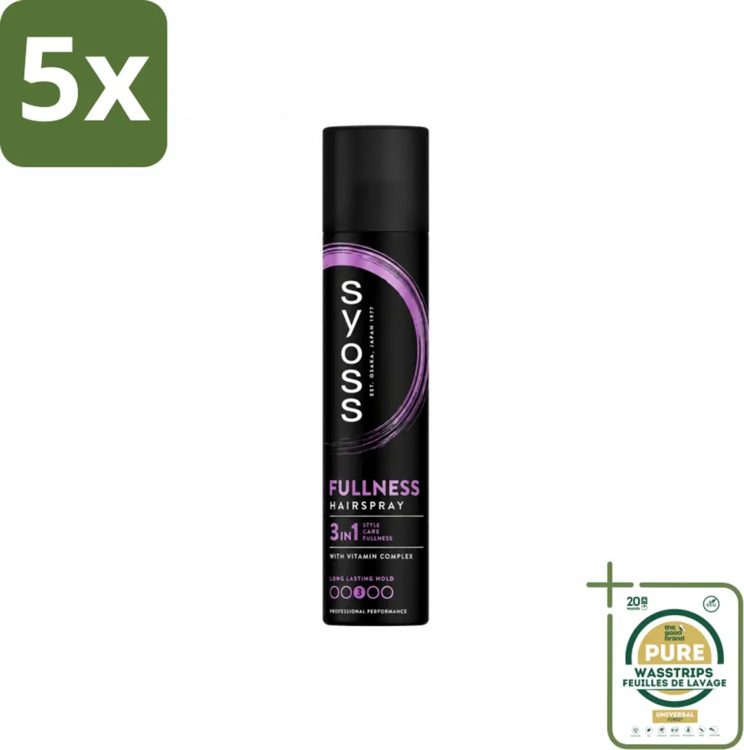 5 x Syoss - Fullness - Haarspray - Volumineus Zonder Gewicht - 300 ml - Wasstrips - Haarspray - Volumineus Haar - Volume Voor Dun Haar - Haarverzorging - Haarherstel