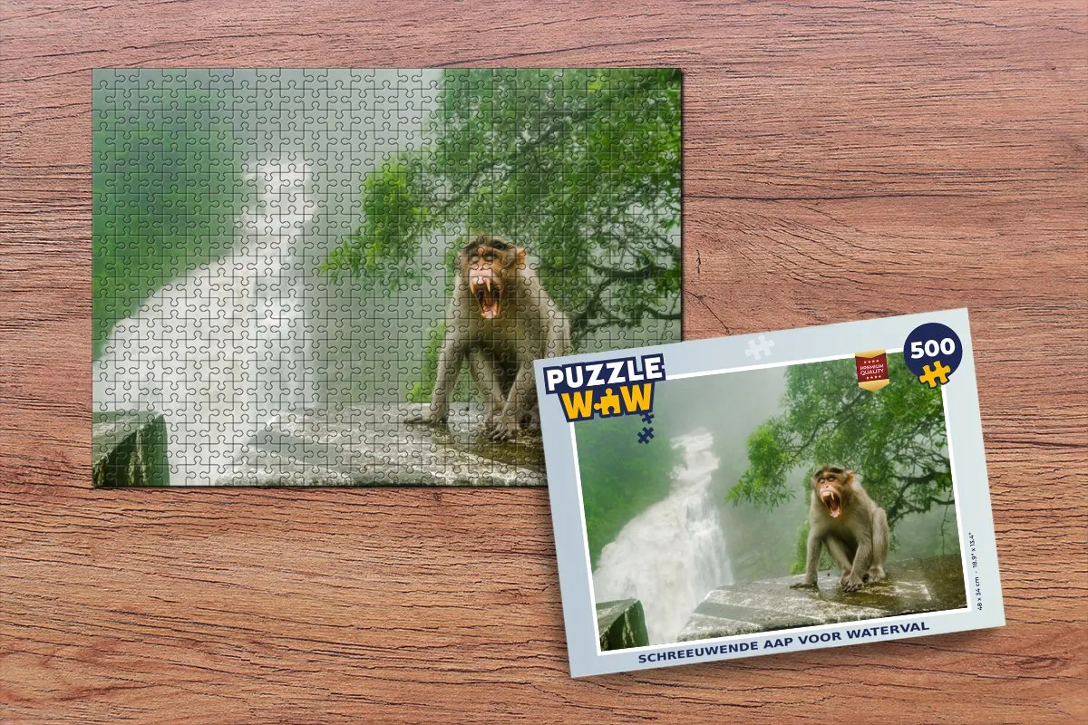PuzzleWow Schreeuwende Aap Legpuzzel 500 Stuks - Multicolor