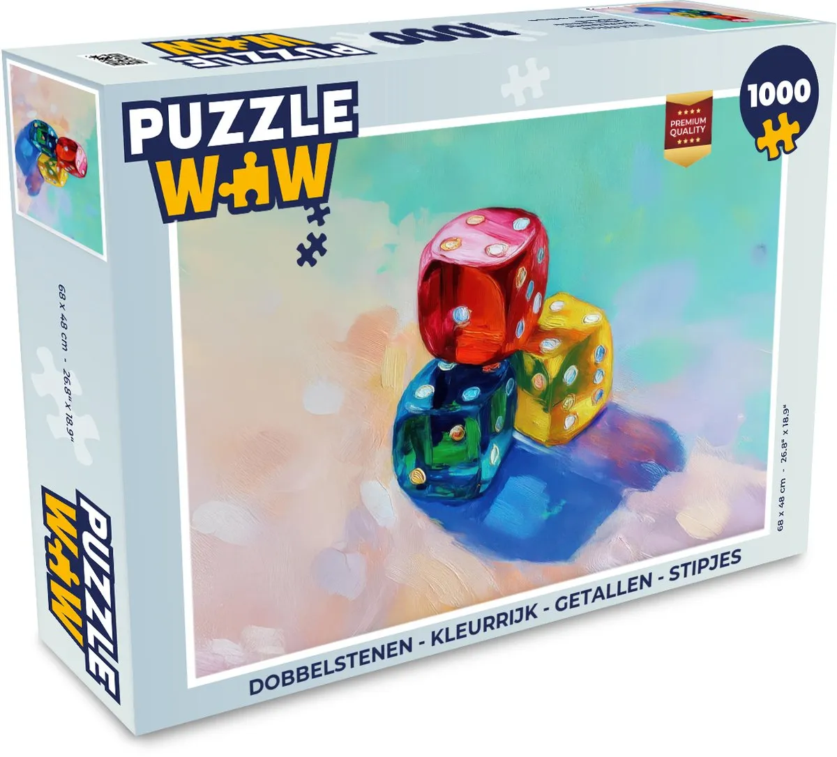 PuzzleWow Dobbelstenen Puzzel 1000 Stuks - Kleurrijk