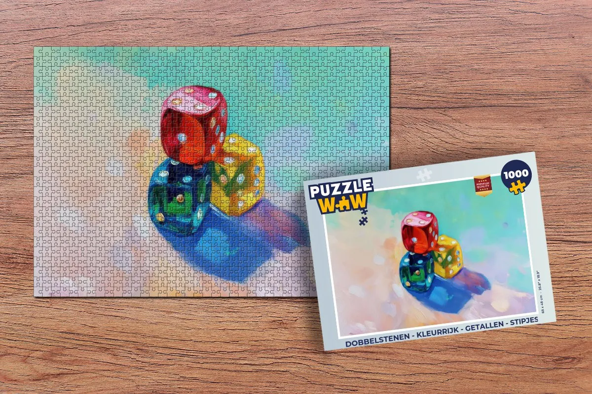 PuzzleWow Dobbelstenen Puzzel 1000 Stuks - Kleurrijk