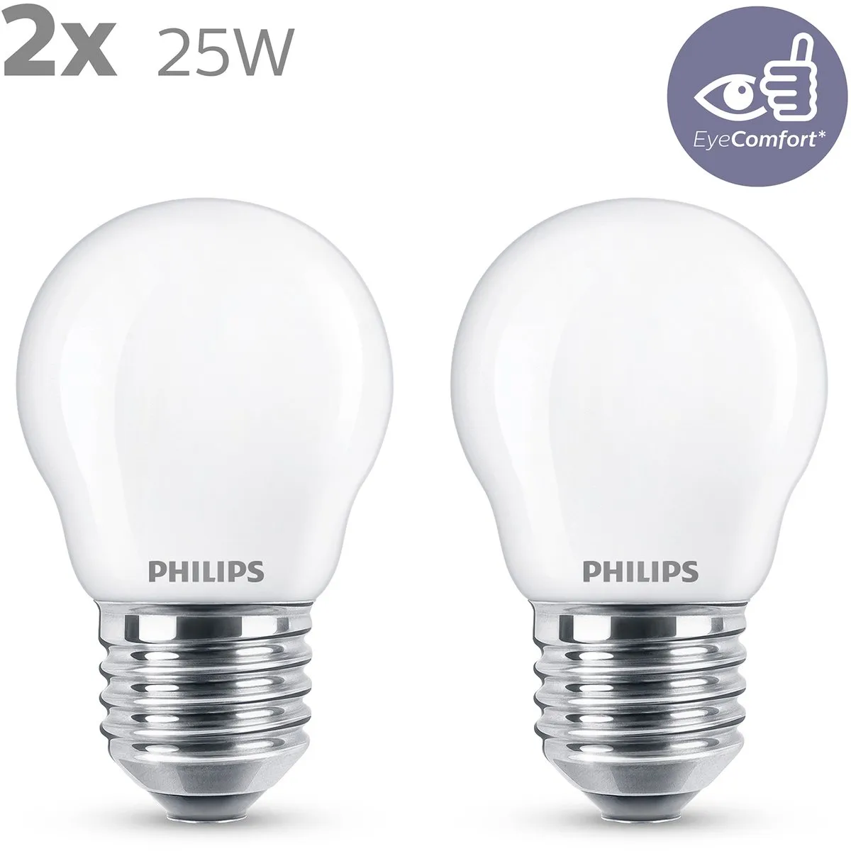 Philips LED Kogellamp E27 2.2W Warmwit Mat - 2 Stuks