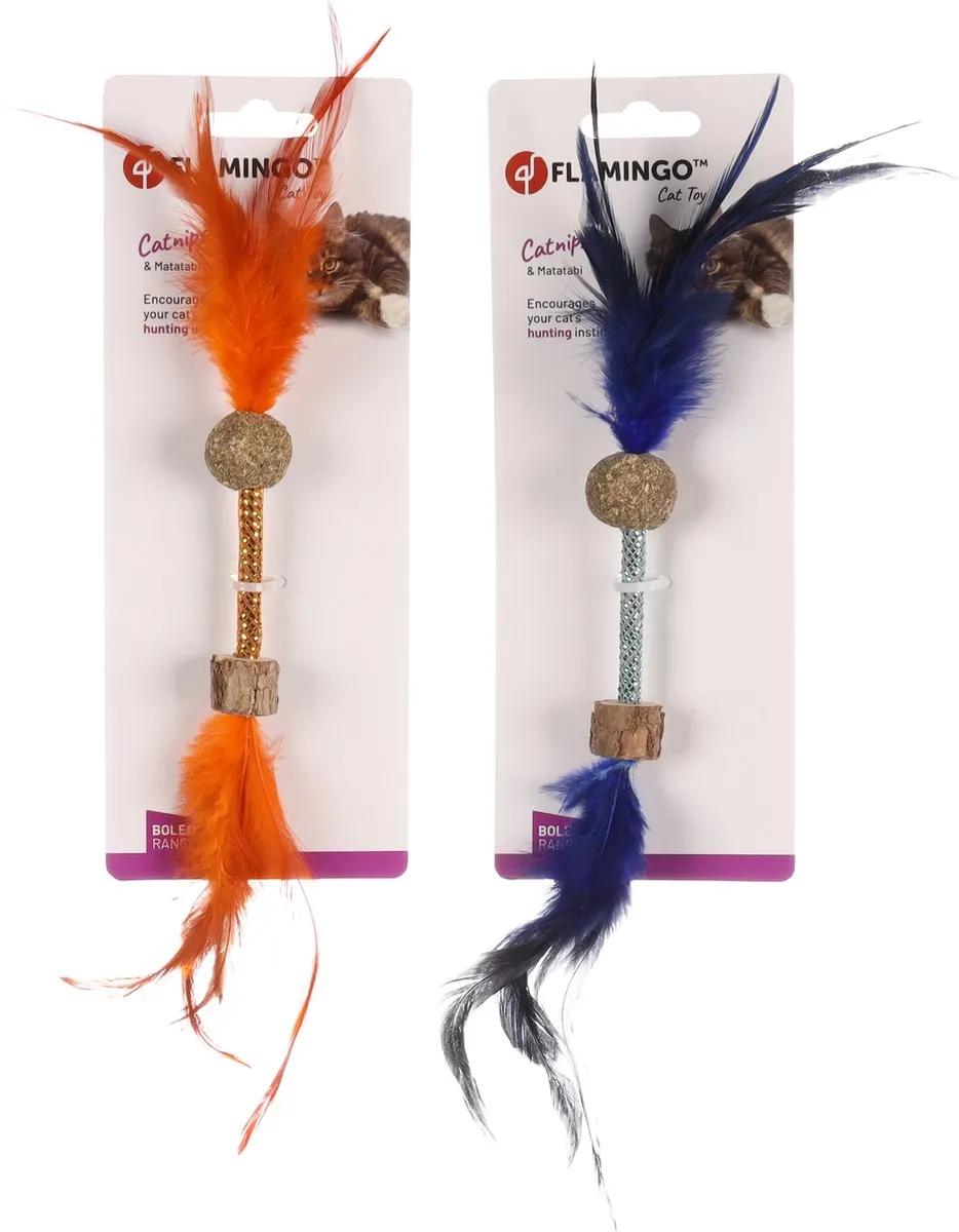 Flamingo Boleo Speelgoed Kat 9cm - Oranje/Blauw