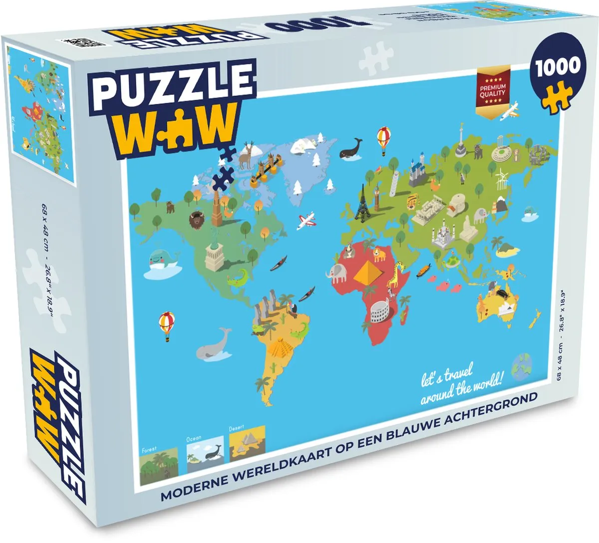PuzzleWow Wereldkaart Legpuzzel 1000 Stuks