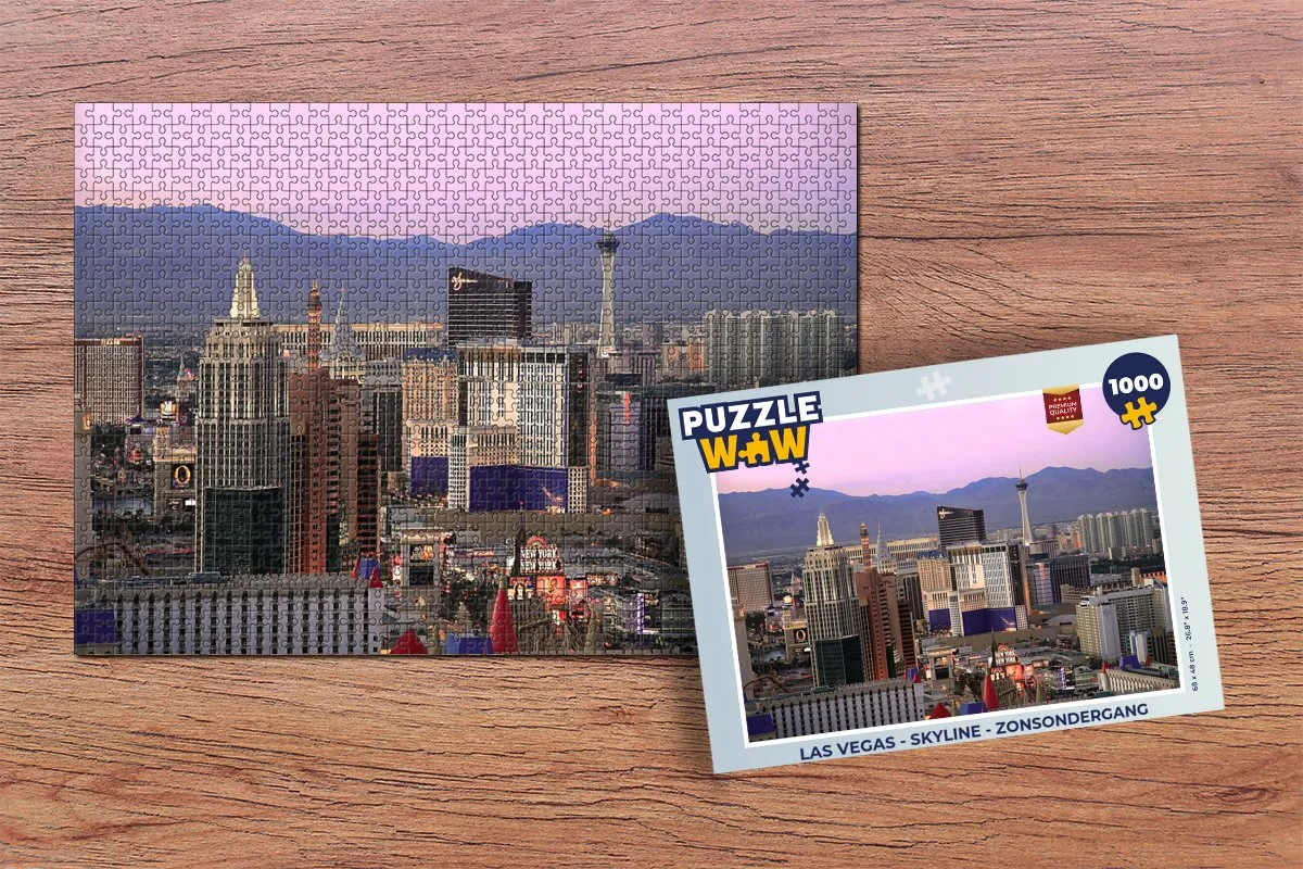 PuzzleWow Las Vegas Skyline Zonsondergang Legpuzzel 1000 Stuks - Multicolor