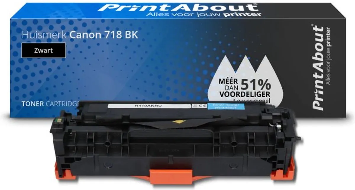 PrintAbout 718 BK-PA Toner Zwart - 4.000 Afdrukken