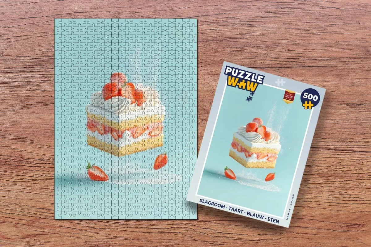 PuzzleWow Slagroom Taart Legpuzzel 500 Stuks - Blauw