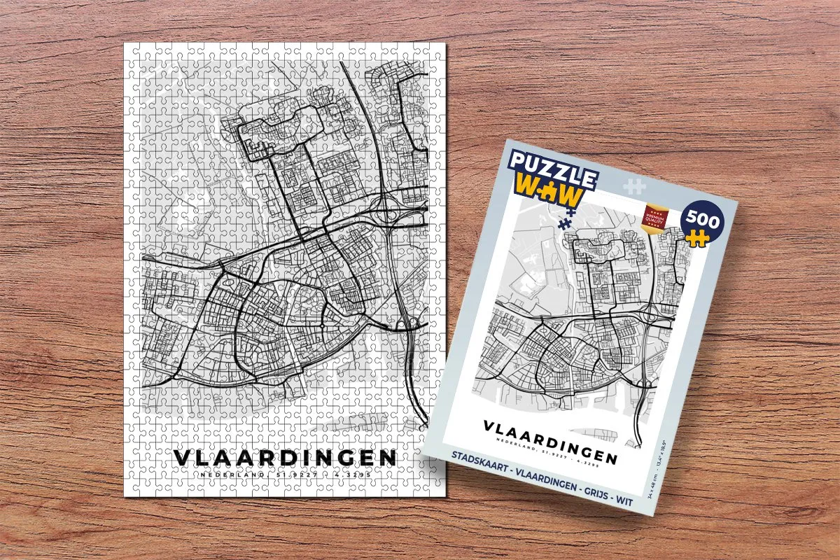 PuzzleWow Stadskaart Vlaardingen Legpuzzel 500 Stuks - Multicolor