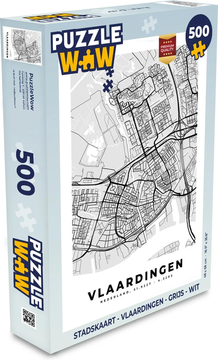 PuzzleWow Stadskaart Vlaardingen Legpuzzel 500 Stuks