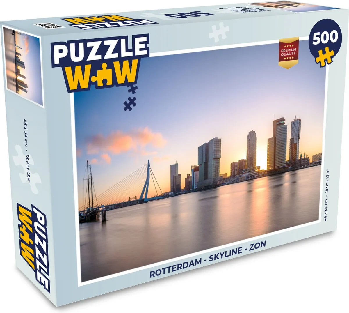 PuzzleWow Rotterdam Skyline Legpuzzel 500 Stuks - Multicolor