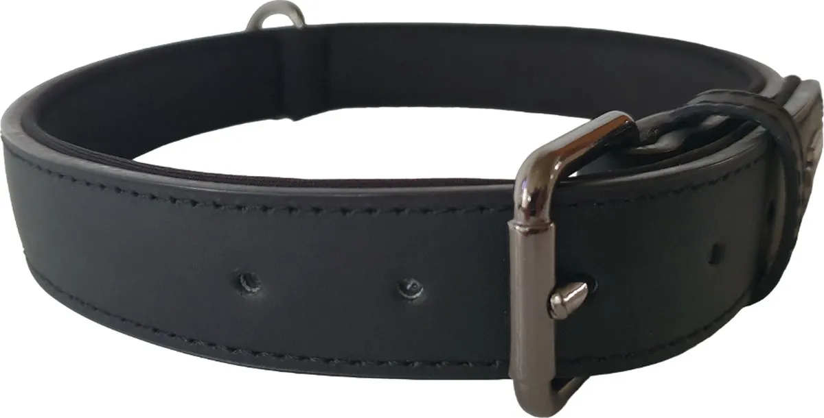 Flamingo Binti Lederen Halsband Zwart XXL 52-62cm