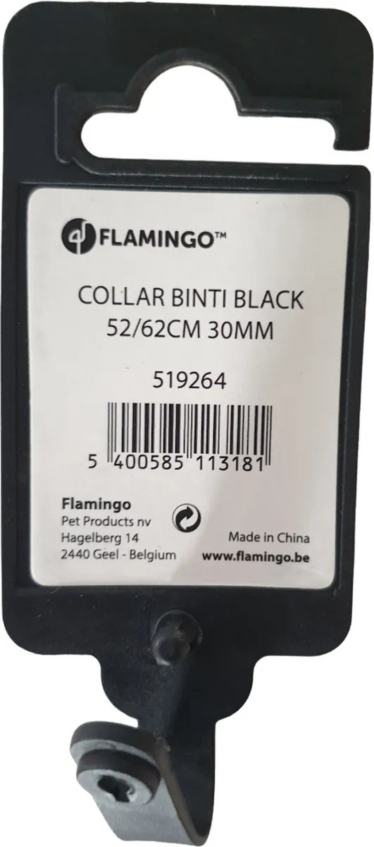 Flamingo Binti Lederen Halsband Zwart XXL 52-62cm