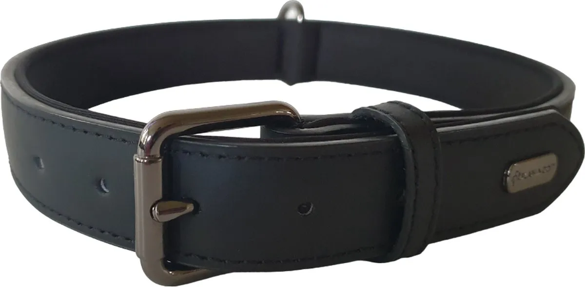 Flamingo Binti Lederen Halsband Zwart XXL 52-62cm