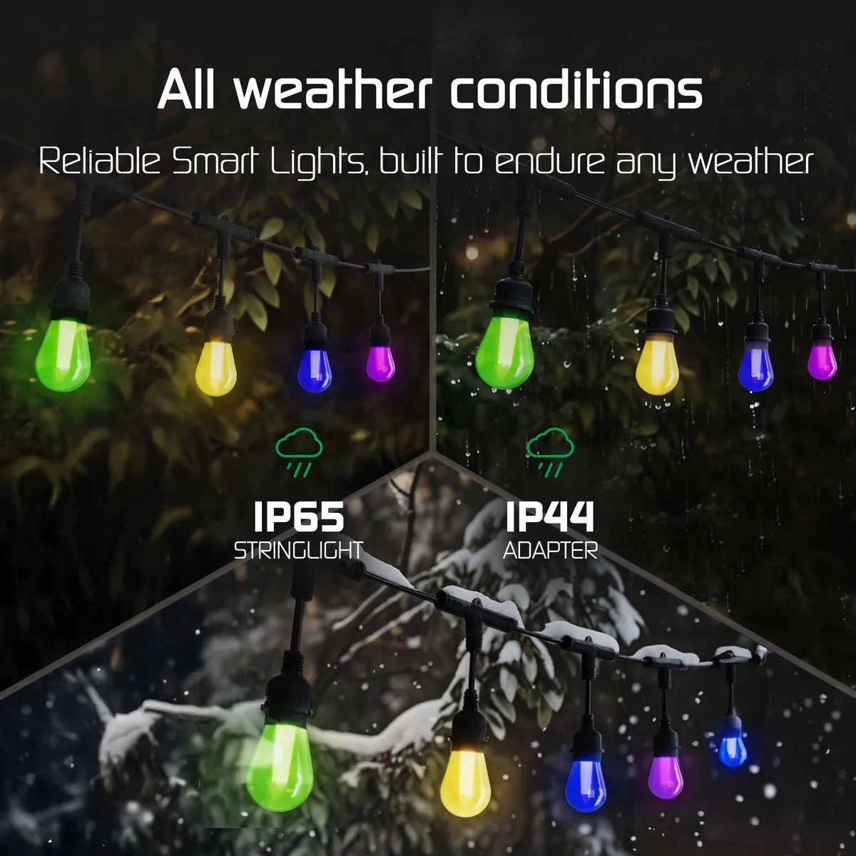 LEDVION RGBIC Prikkabel 10x LED 7M+3M - 24W 2700K-6500K - Zwart