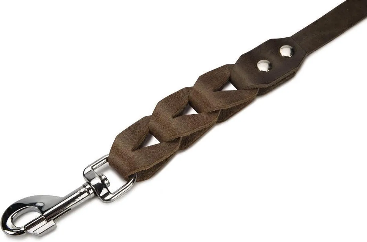 Beeztees Leren Looplijn Connex - 100cm x 18mm Grijs - afbeelding 2 van 4