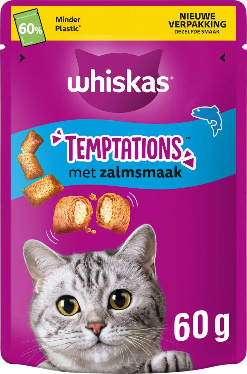 Whiskas Temptations Snoepjes Zalm - 6x60g