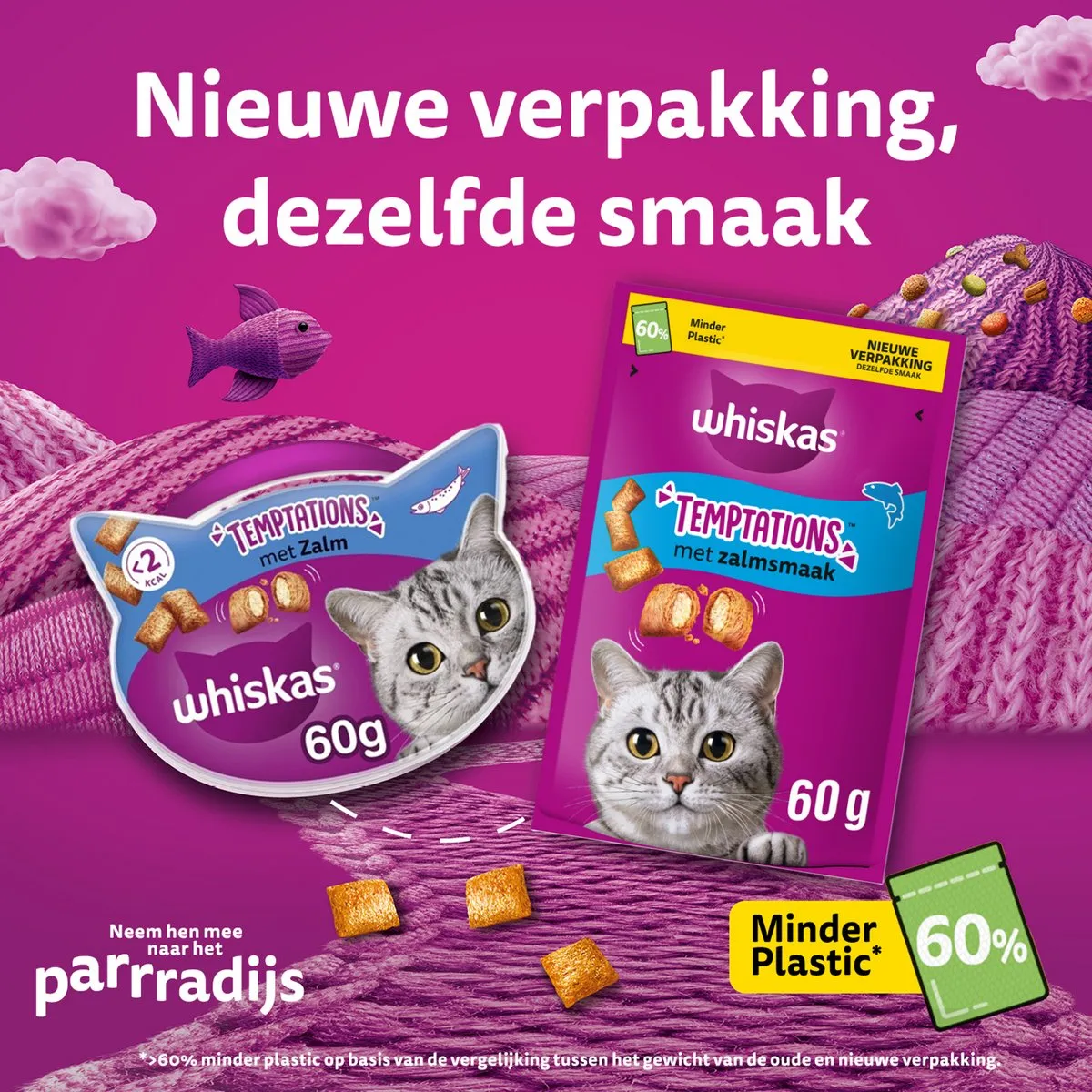 Whiskas Temptations Snoepjes Zalm - 6x60g