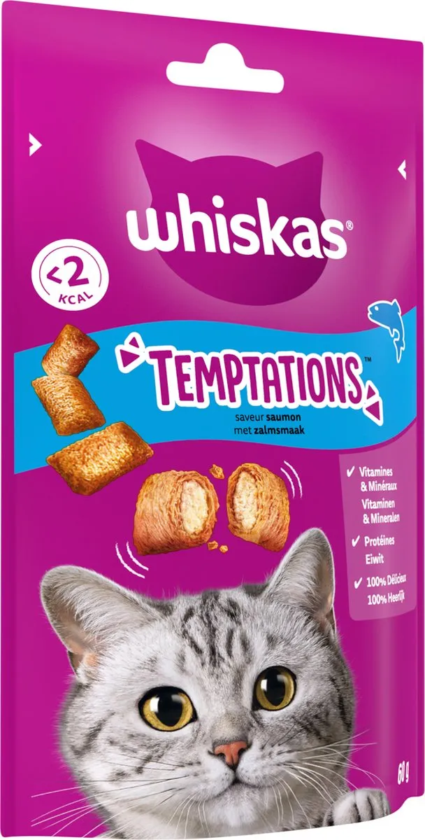 Whiskas Temptations Snoepjes Zalm - 6x60g