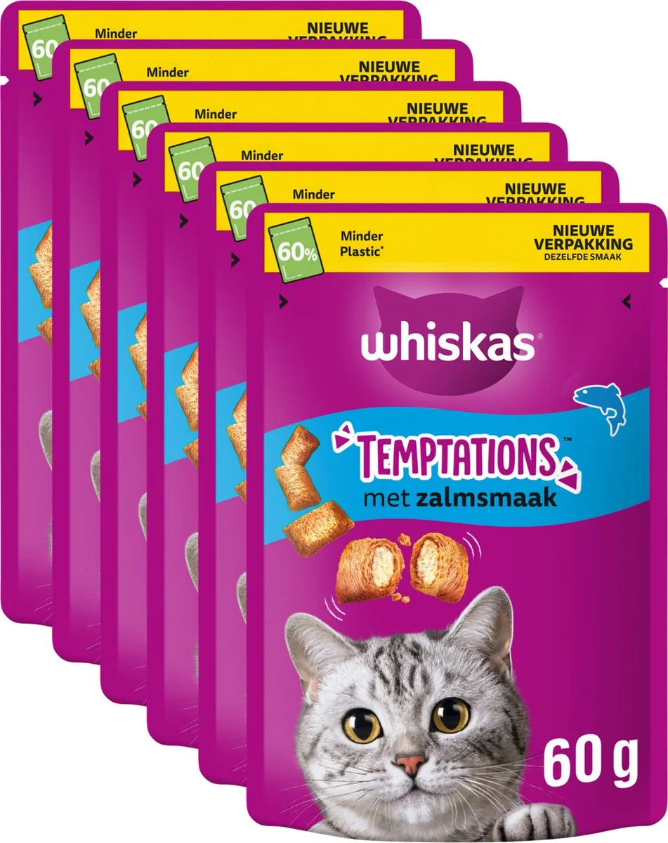 Whiskas Temptations Snoepjes Zalm - 6x60g
