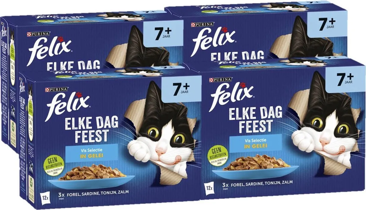 Felix Elke Dag Feest Vis Selectie in Gelei Senior Kattenvoer