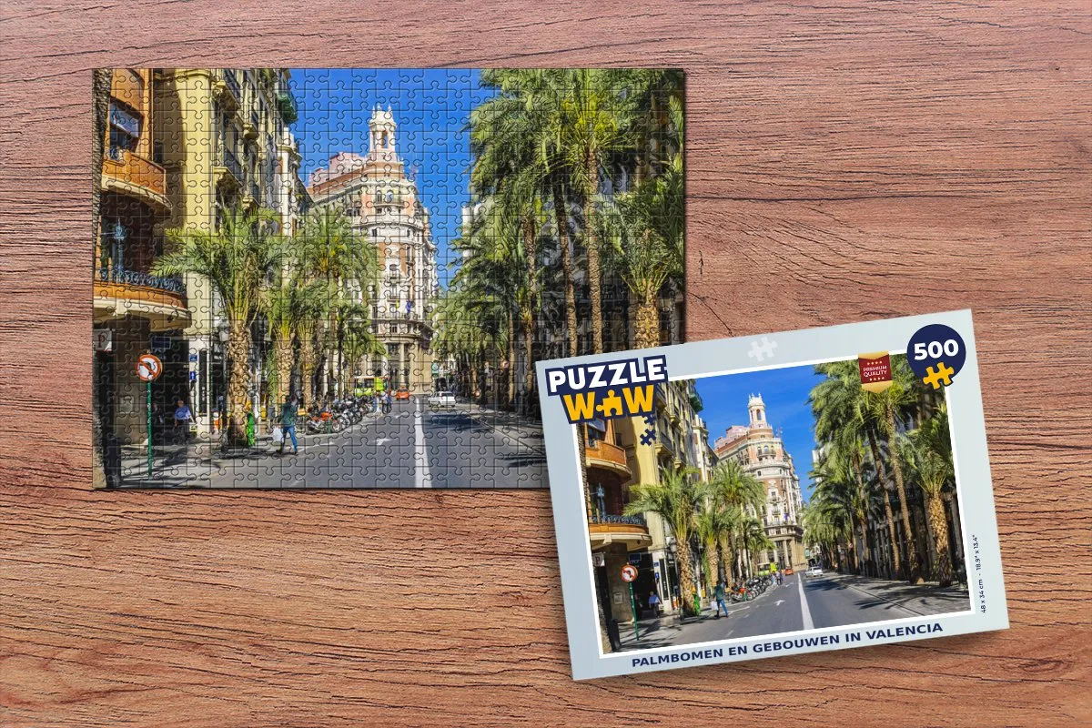 PuzzleWow Palmboom Valencia Legpuzzel 500 Stuks - Multicolor
