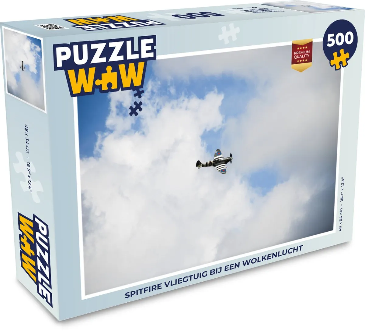 PuzzleWow Spitfire Wolkenlucht Legpuzzel 500 Stuks - Multicolor