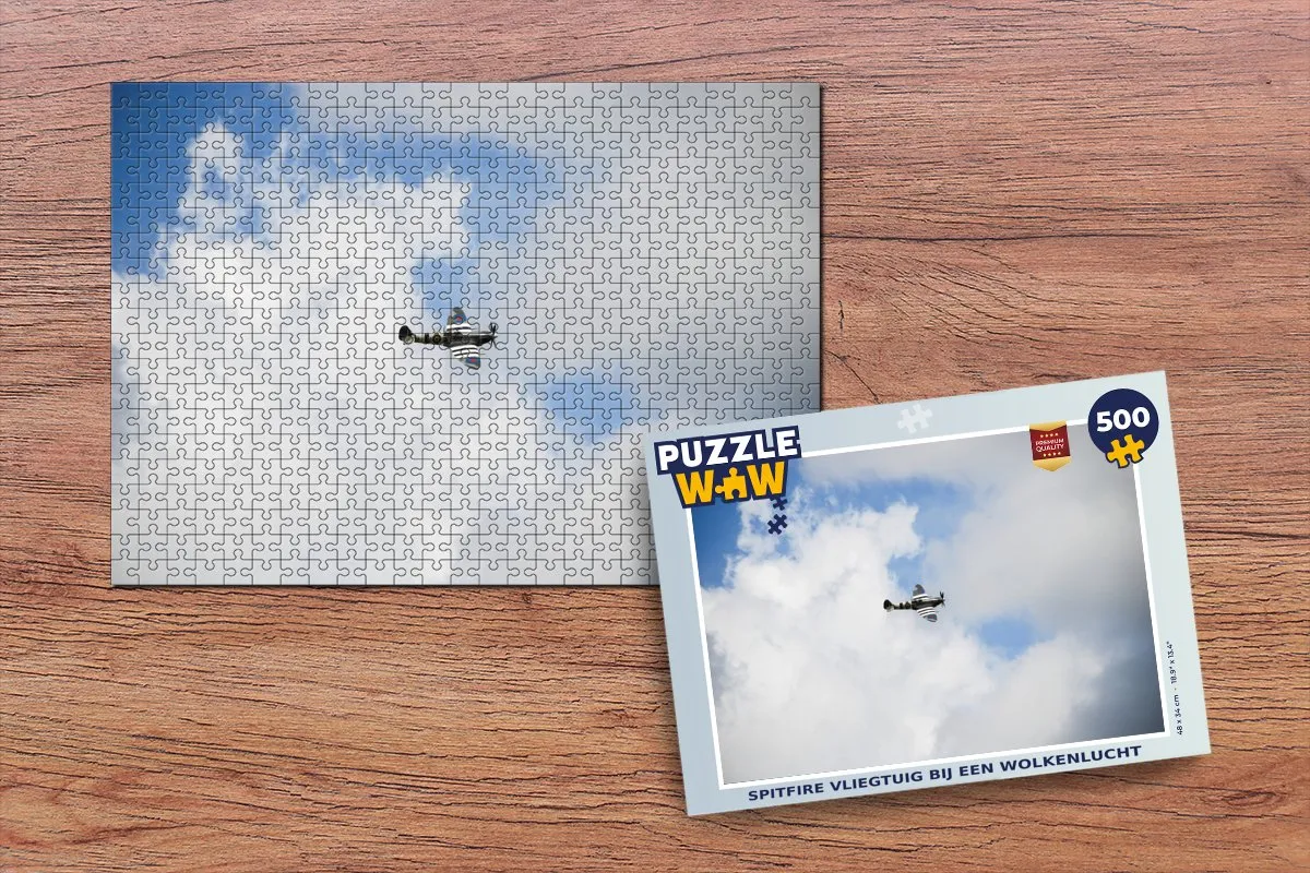 PuzzleWow Spitfire Wolkenlucht Legpuzzel 500 Stuks - Multicolor
