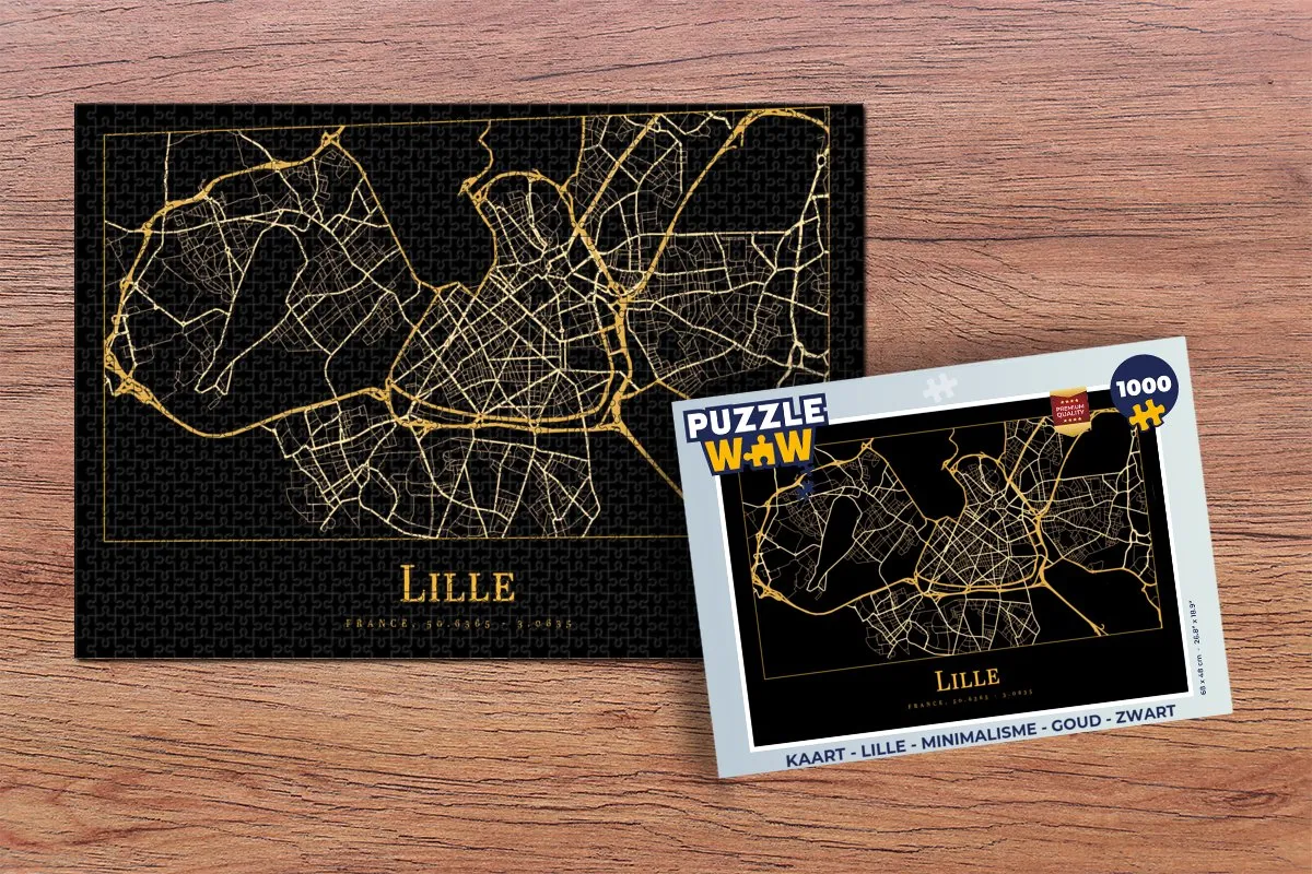 PuzzleWow Lille Minimalisme Legpuzzel 1000 Stuks - Goud/Zwart