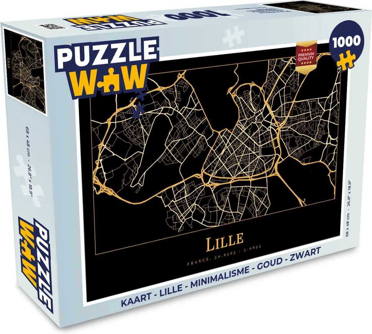 PuzzleWow Lille Minimalisme Legpuzzel 1000 Stuks - Goud/Zwart