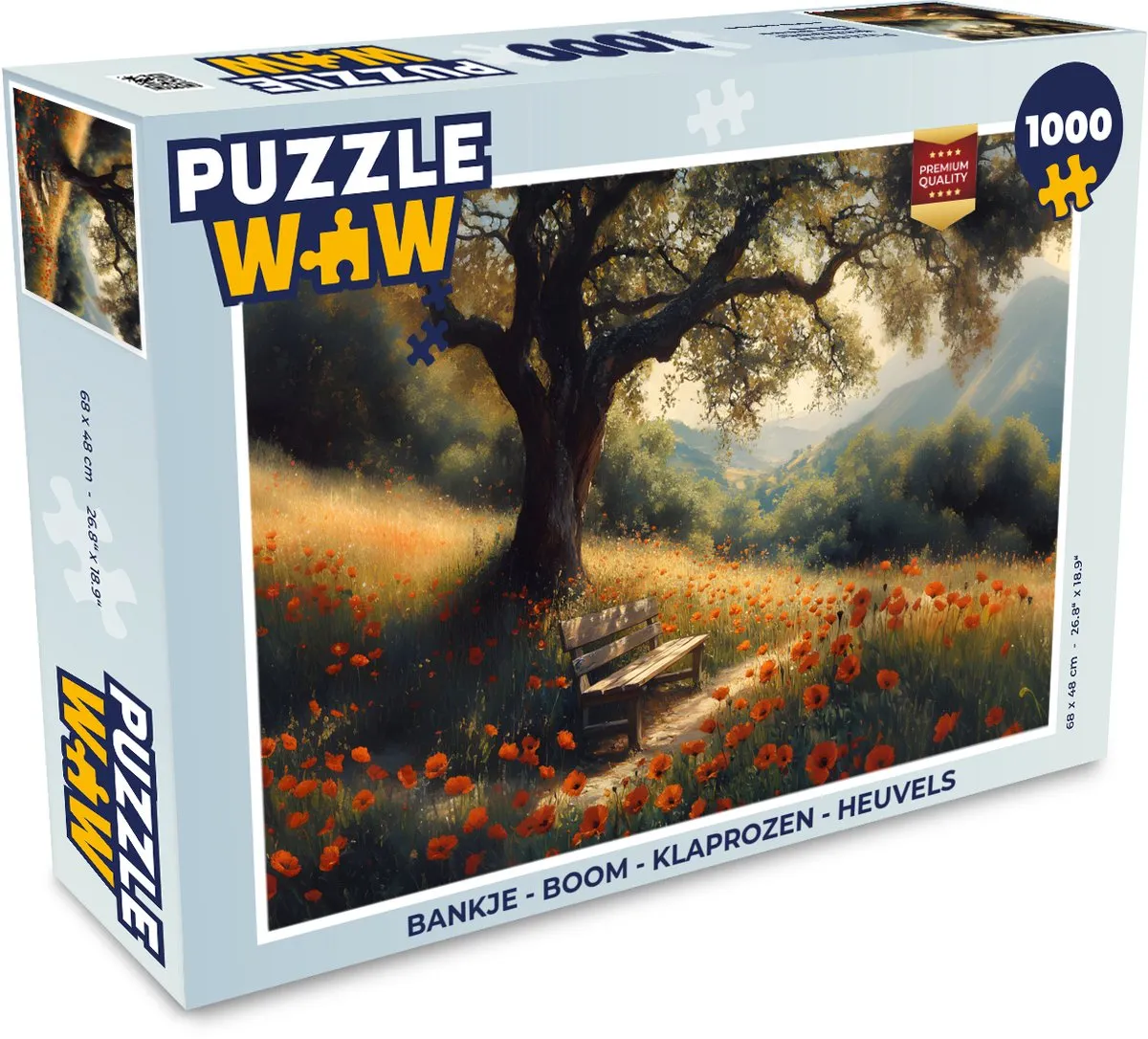 PuzzleWow Puzzel Bankje Boom & Klaprozen 1000 Stuks