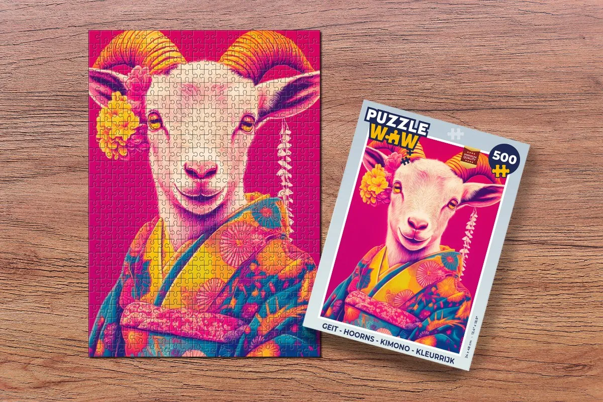 PuzzleWow Geit Kimono Legpuzzel 500 Stuks - Kleurrijk