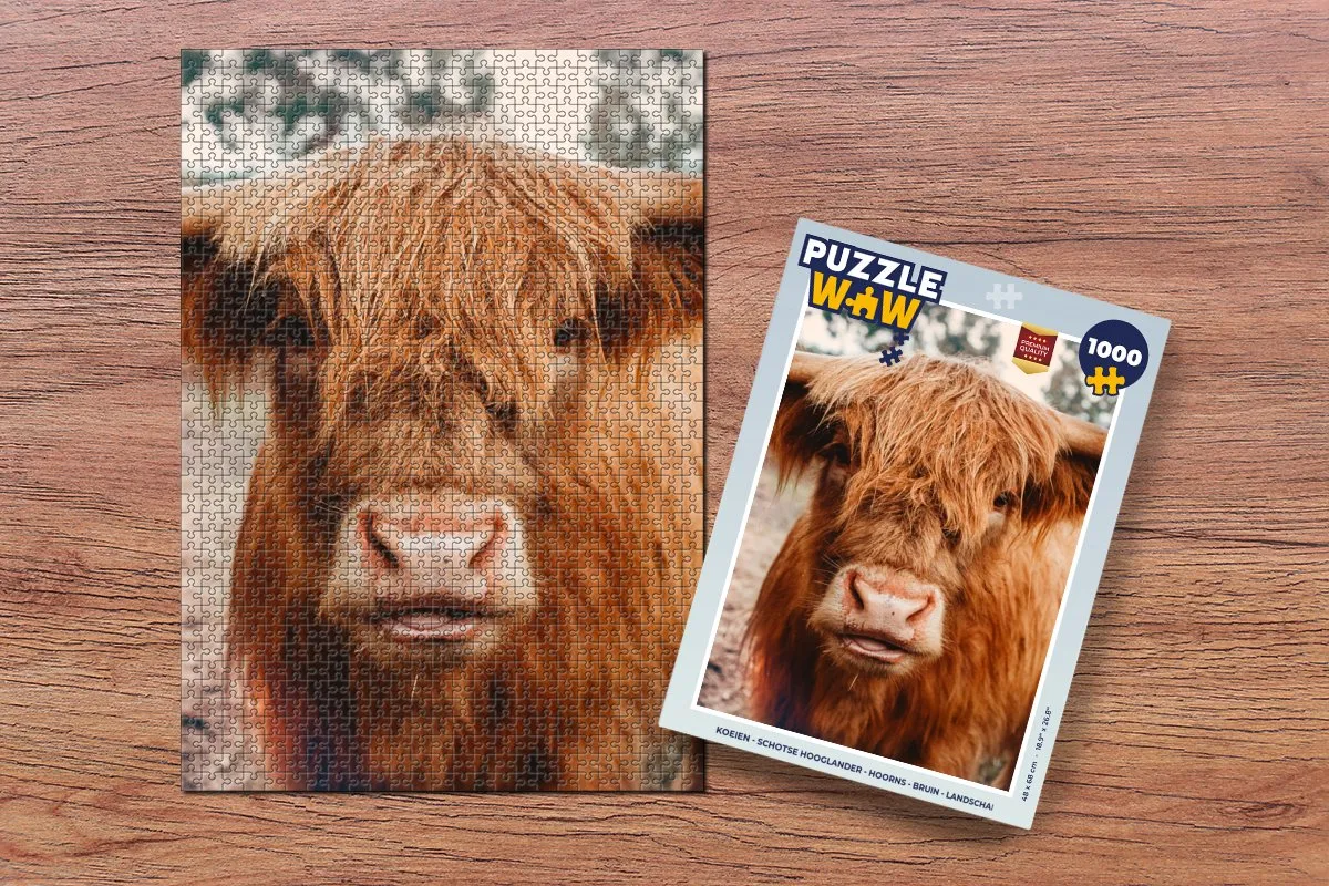 PuzzleWow Koe-Schotse Hooglander Legpuzzel 1000 Stuks - Multicolor