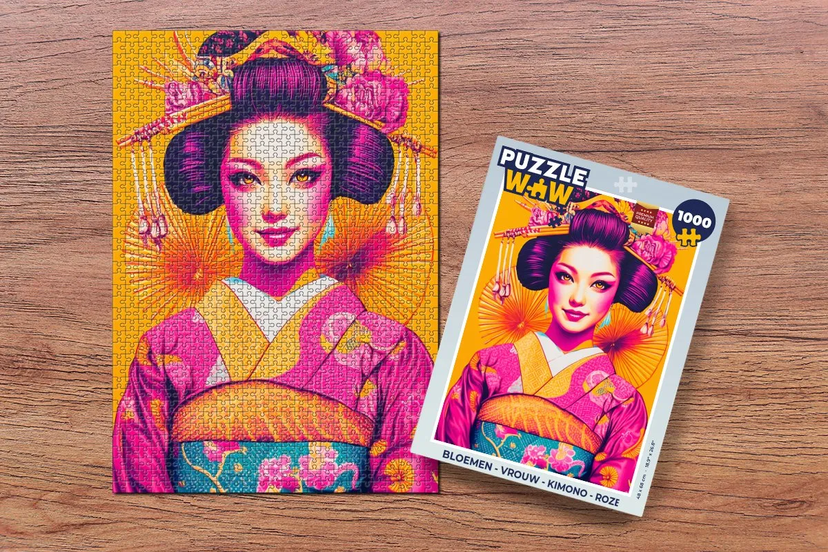 PuzzleWow Bloemen Kimono Legpuzzel 1000 Stuks - Roze
