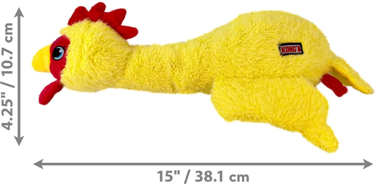 KONG Scruffs Chicken Hondenspeelgoed M - Rood/Geel
