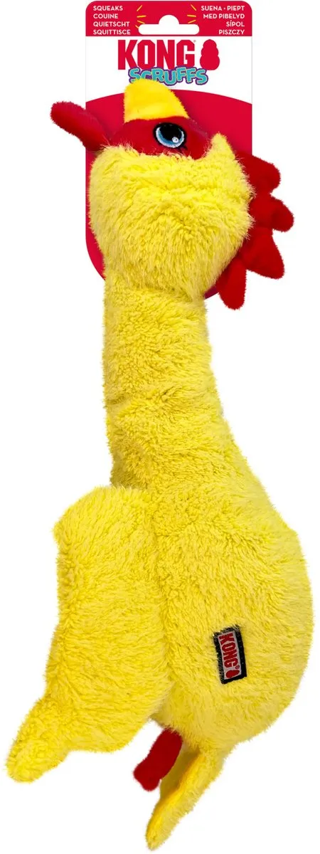 KONG Scruffs Chicken Hondenspeelgoed M - Rood/Geel