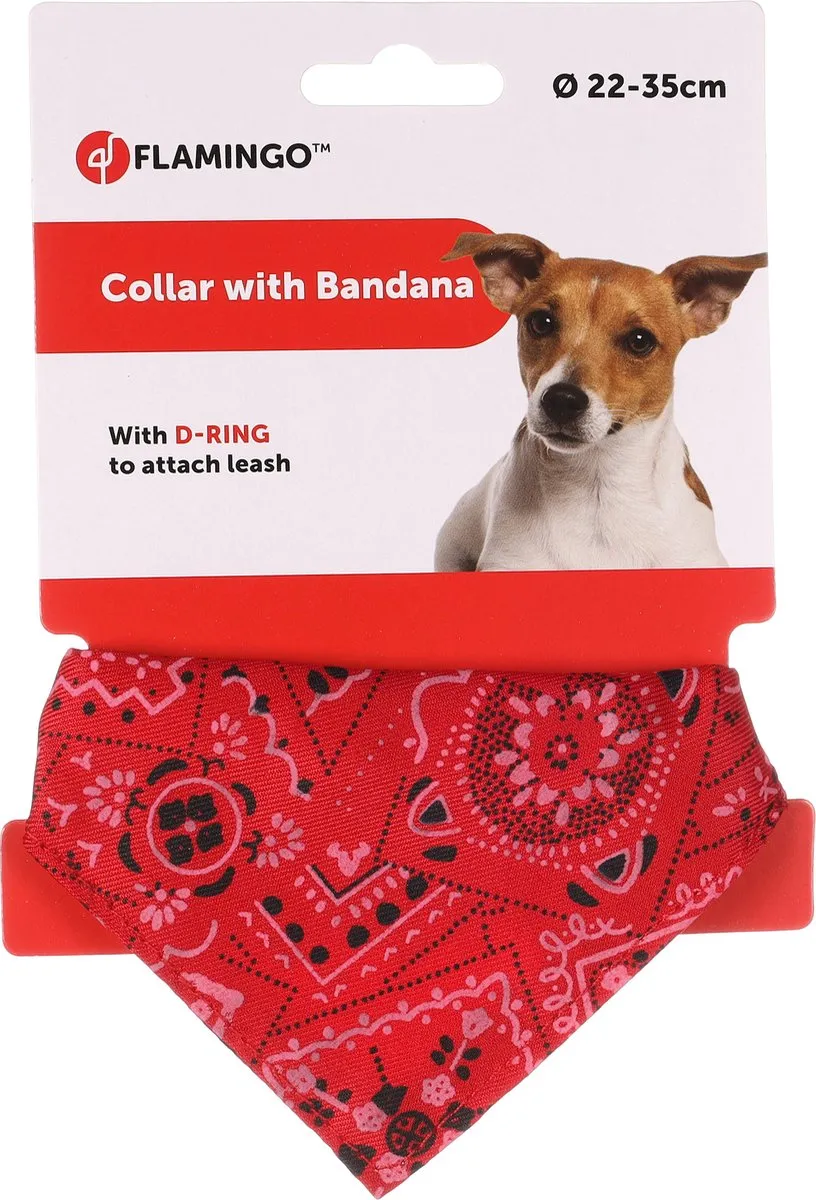 Flamingo Pinto Halsband met Bandana - Rood XS 22-35cm