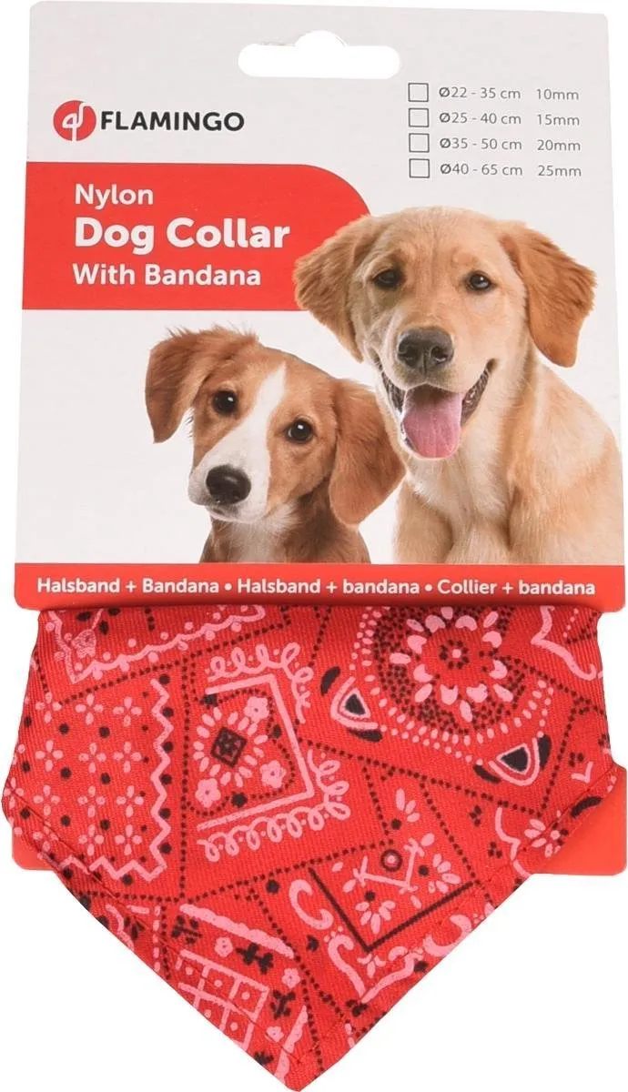 Flamingo Pinto Halsband met Bandana - Rood XS 22-35cm