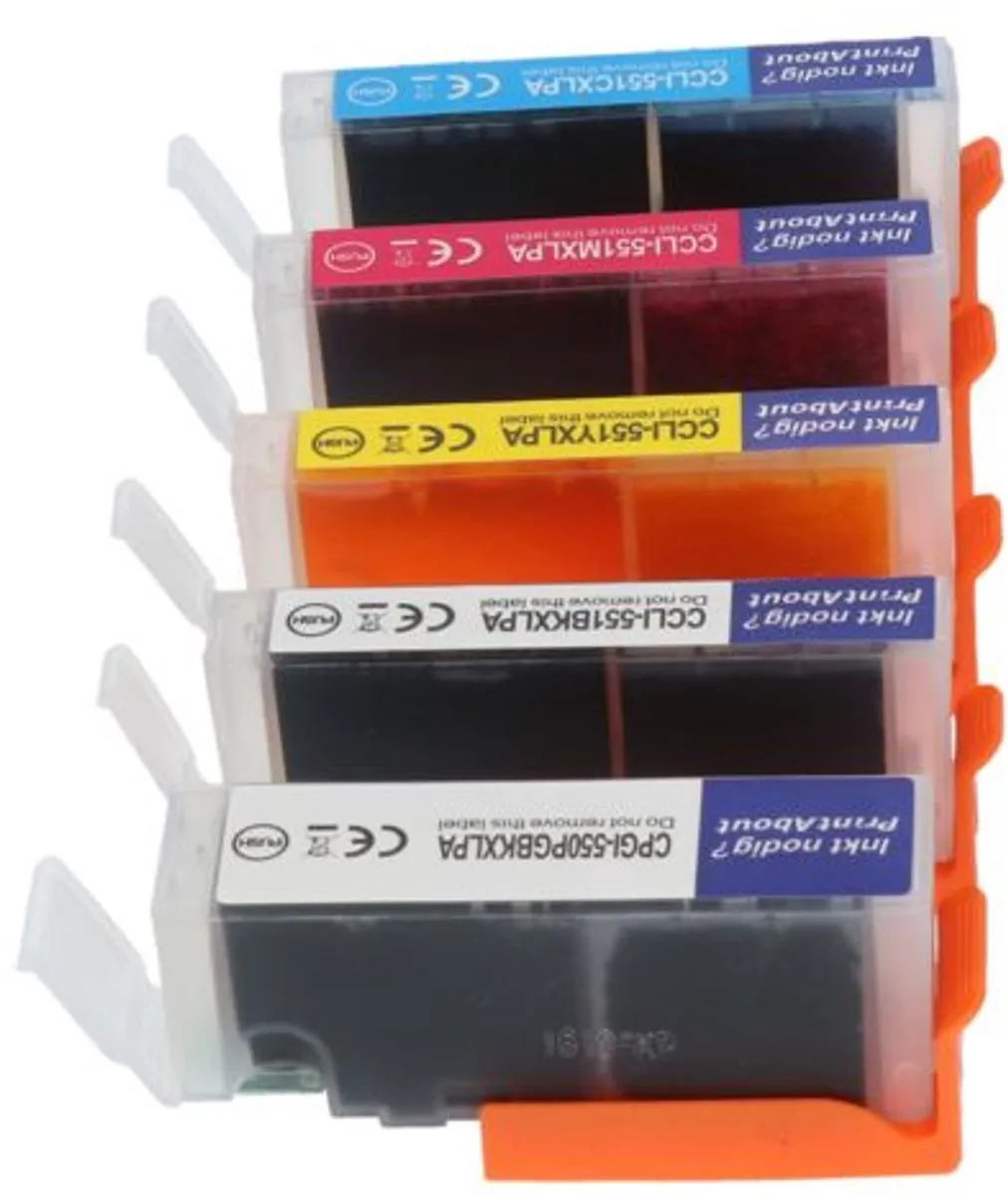 PrintAbout Inktcartridge PGI-550PGBK - 5 Kleuren - 85ml - o.a. Canon PIXMA