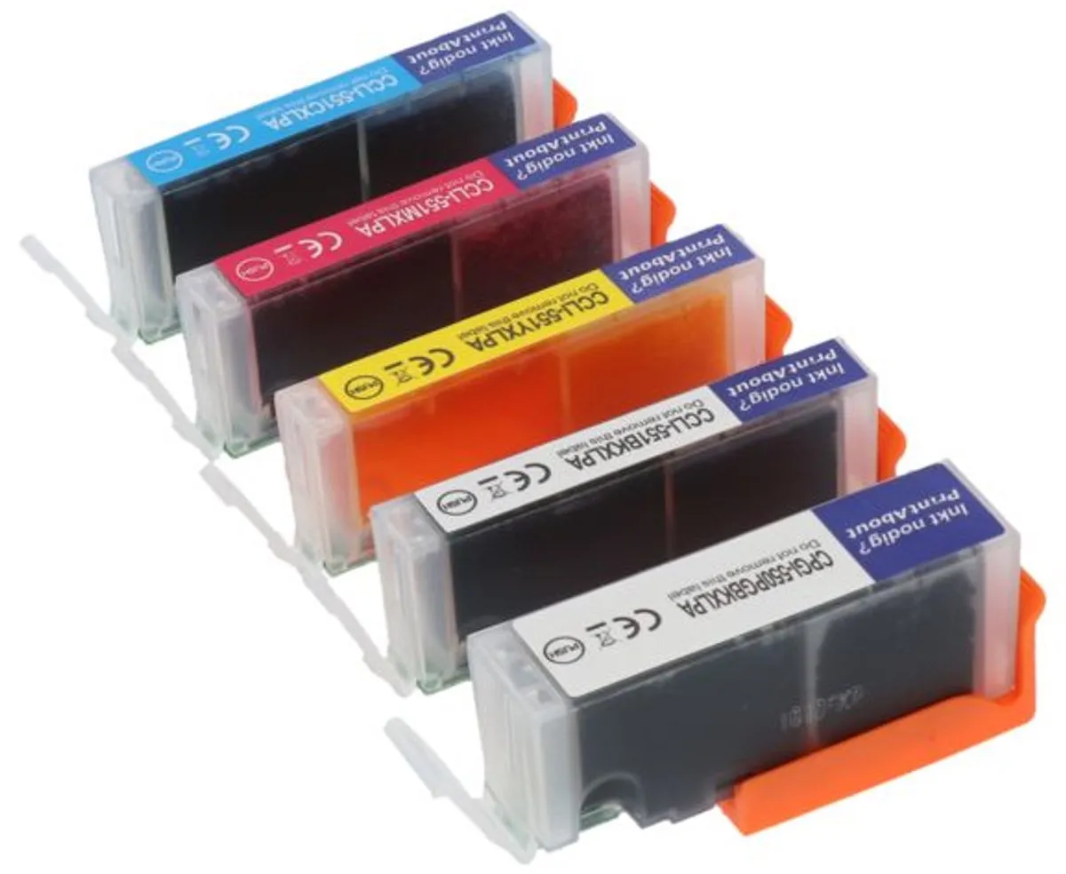 PrintAbout Inktcartridge PGI-550PGBK - 5 Kleuren - 85ml - o.a. Canon PIXMA