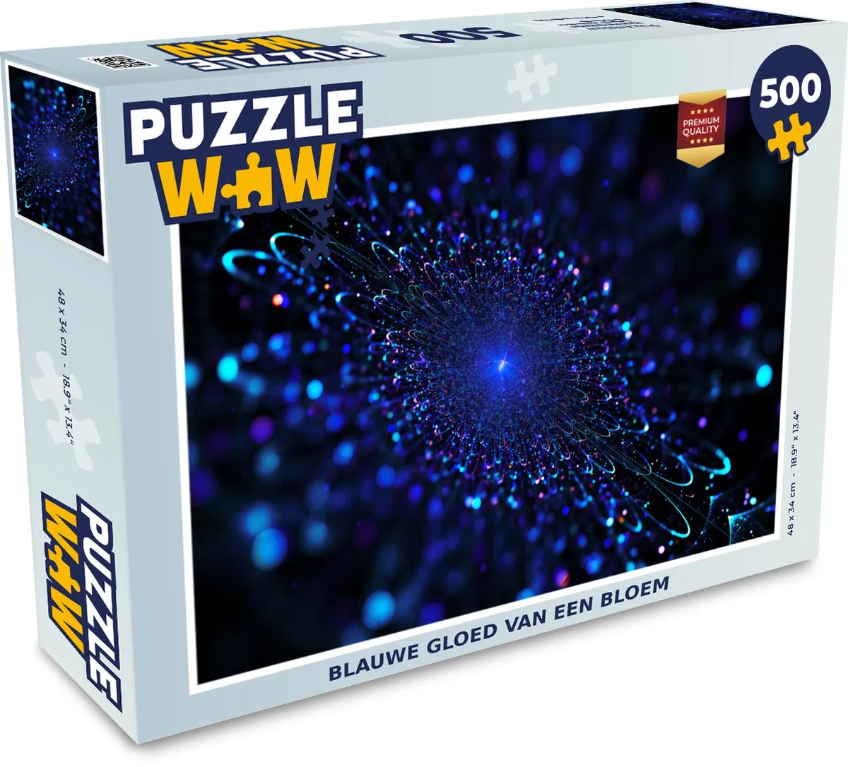 PuzzleWow Legpuzzel Blauwe gloed van een bloem 500 Stuks