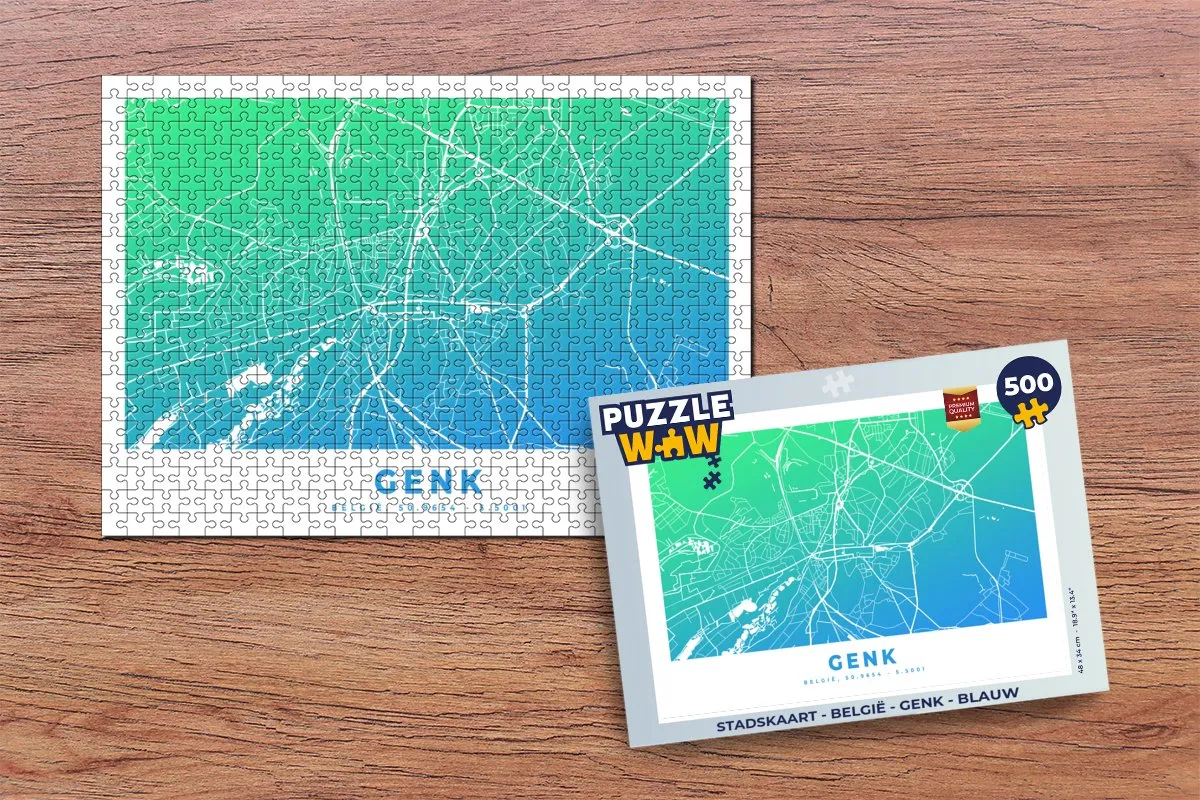 PuzzleWow Stadskaart Genk Legpuzzel 500 Stuks - Multicolor