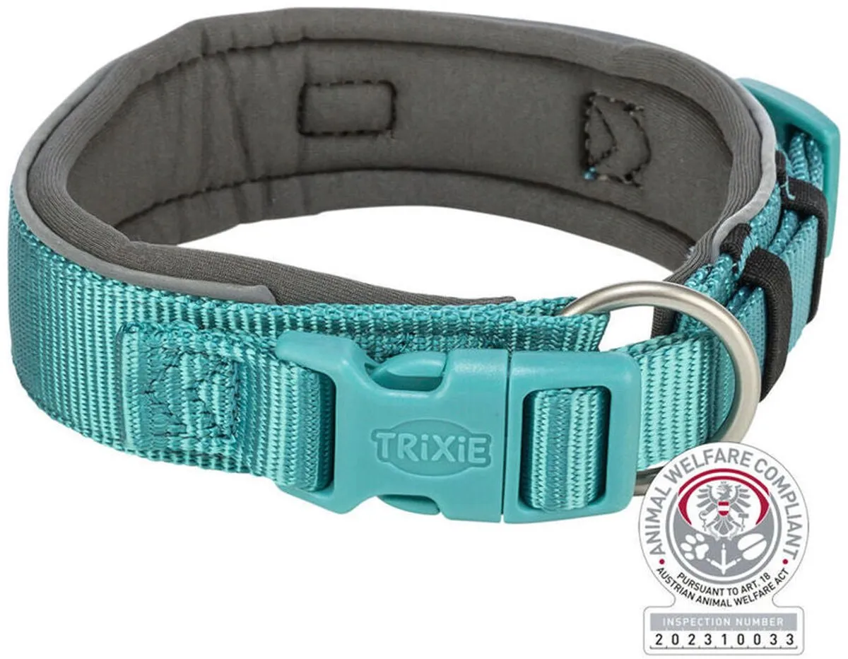 Trixie Halsband Premium Extra Breed 33-42cm - Aqua/Grijs - afbeelding 5 van 5