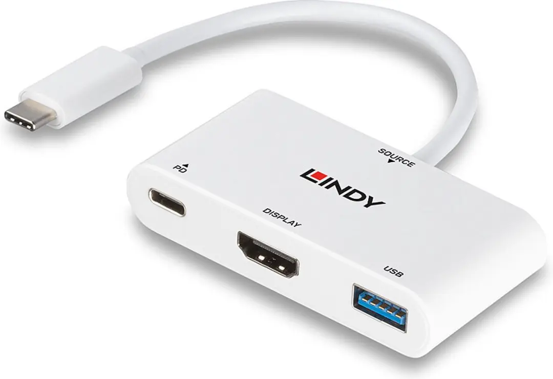 Lindy USB-C Adapter 43340 HDMI - USB 3.0 - 18cm Wit - afbeelding 3 van 5
