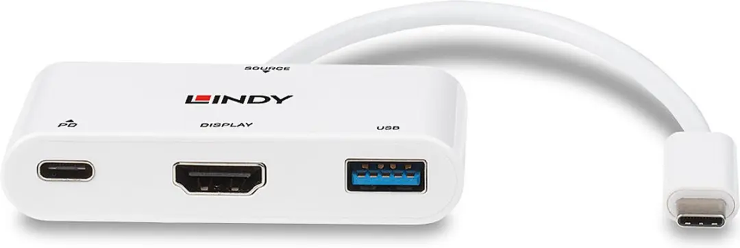 Lindy USB-C Adapter 43340 HDMI - USB 3.0 - 18cm Wit - afbeelding 4 van 5