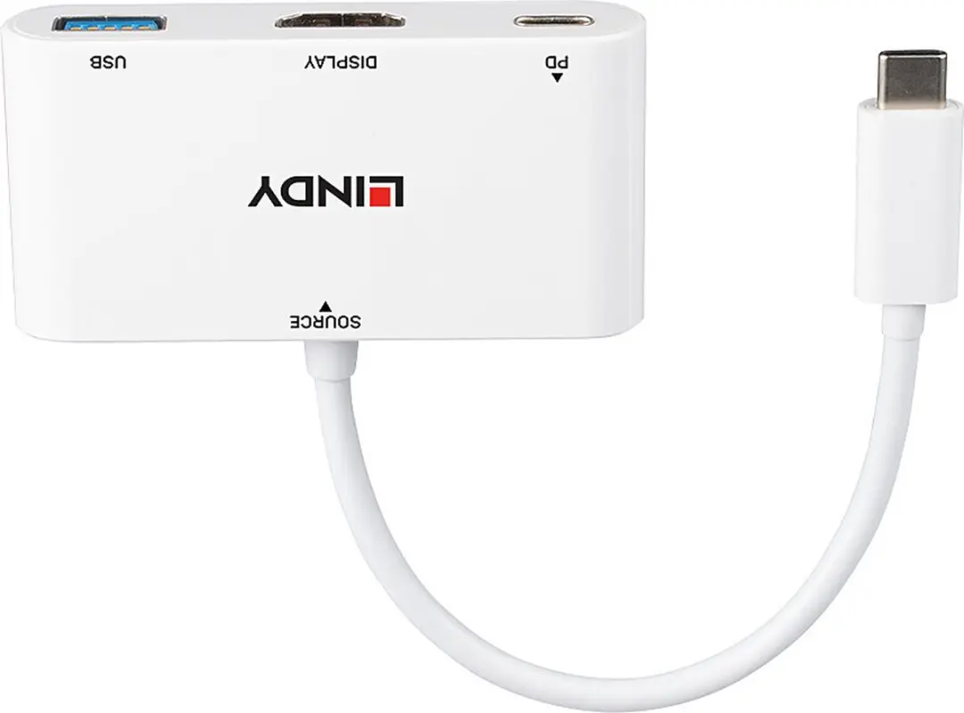 Lindy USB-C Adapter 43340 HDMI - USB 3.0 - 18cm Wit - afbeelding 5 van 5