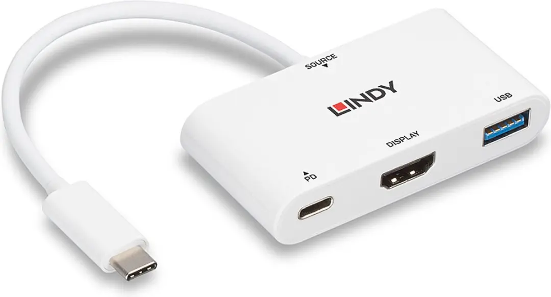 Lindy USB-C Adapter 43340 HDMI - USB 3.0 - 18cm Wit - afbeelding 2 van 5