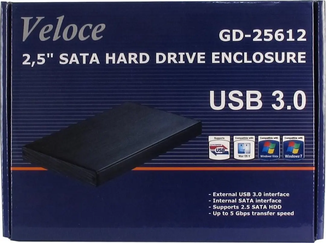 Inter-Tech Veloce GD-25612 2.5" HDD Behuizing - Zwart - afbeelding 5 van 5